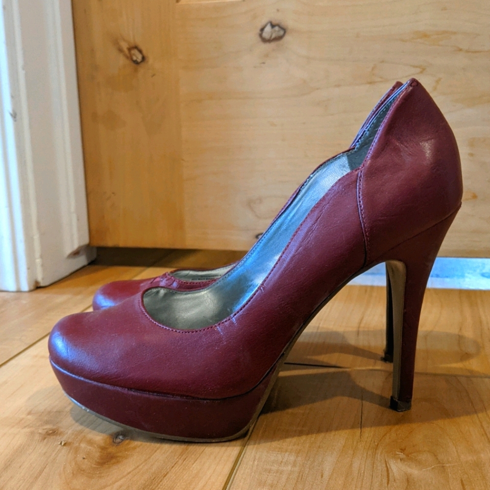 Red stiletto platforms